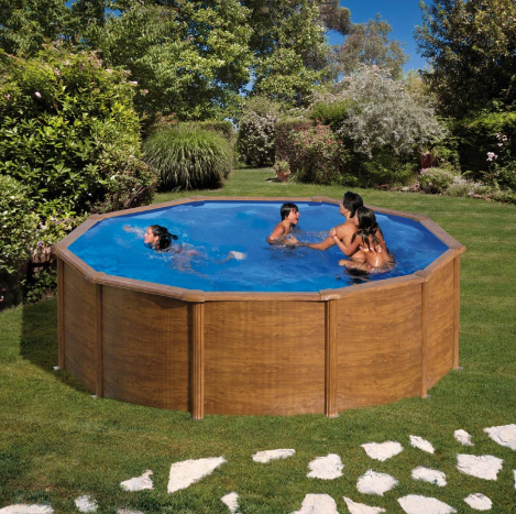 Piscina de aço aspeto madeira Sicilia