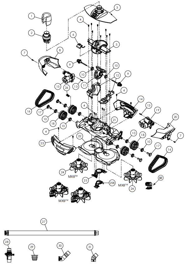 Aspirateur MX9 - Pièces de rechange