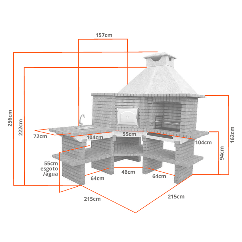 Churrasqueira de Canto com Forno e Lava Loiças CS150