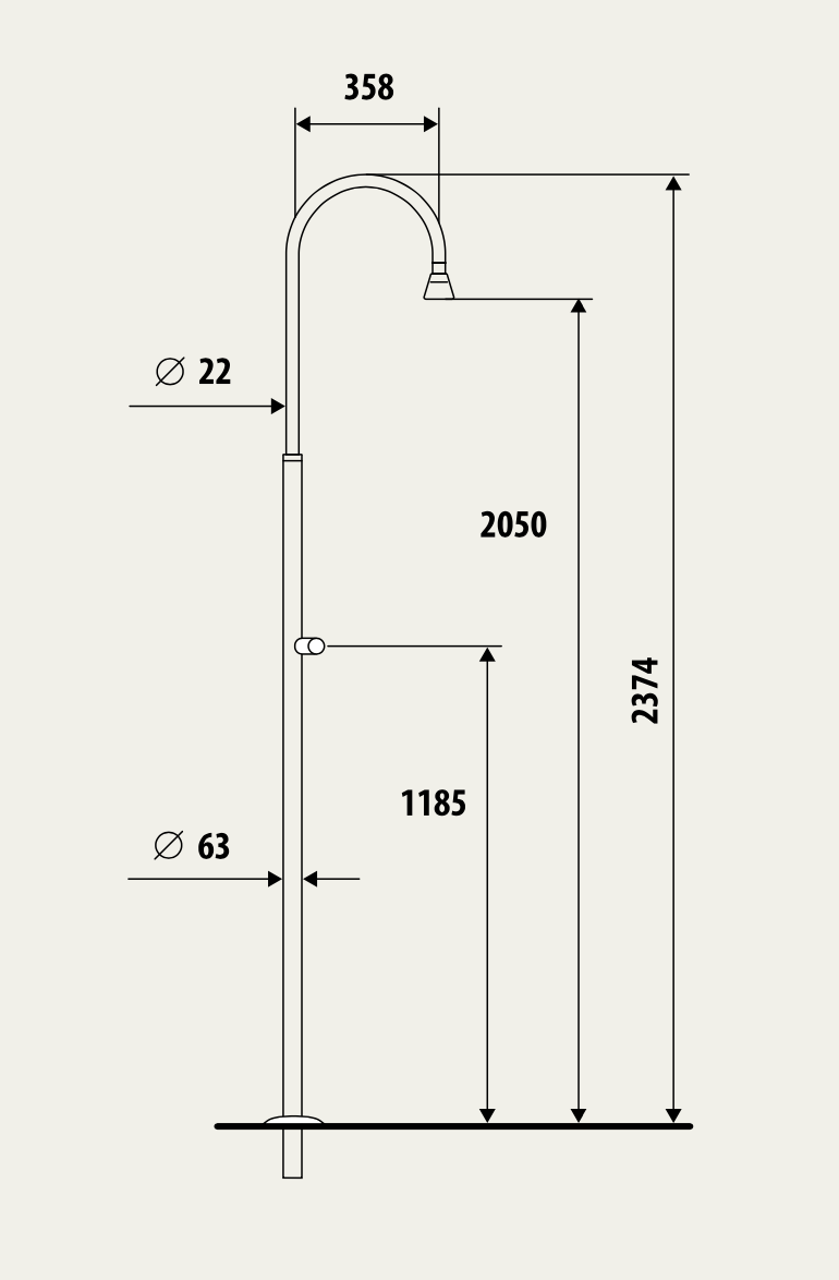 Duchas simples con medidor de flujo