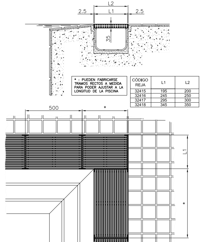 Grelha longitudinal INOX