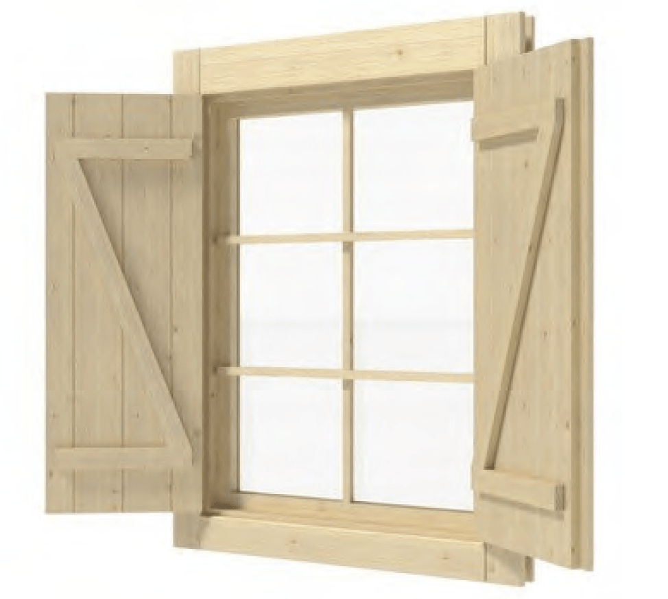 Ventanas y persianas de madera para casetas de jardín