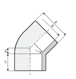 Rodilla 45º cuello PVC PN16