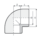 Rodilla 90º cuello PVC PN16