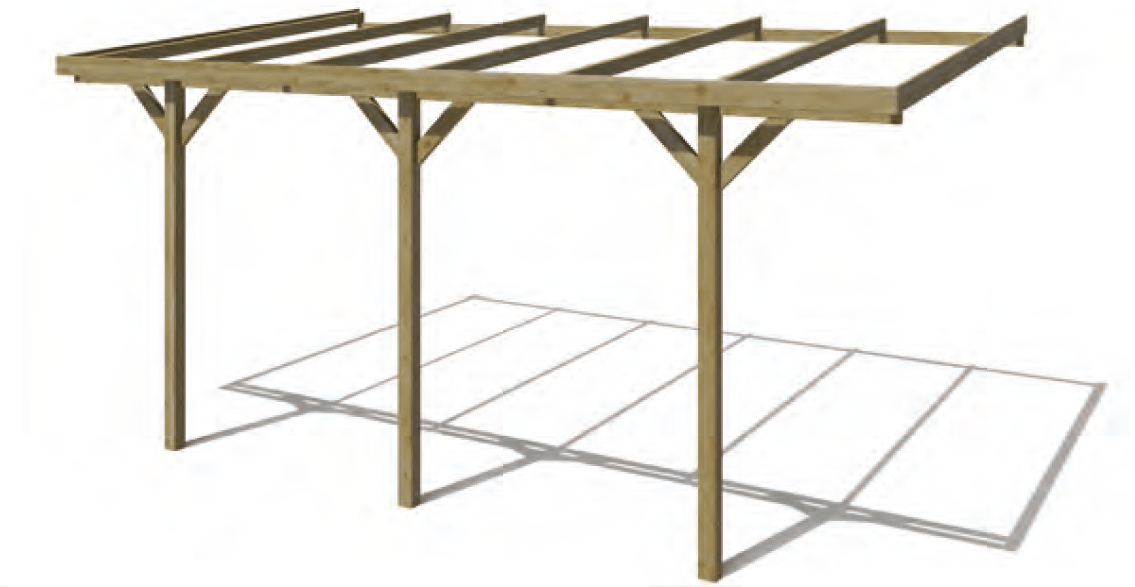 Einfache Holzpergola ohne Dach 300 x 524 x 258 cm