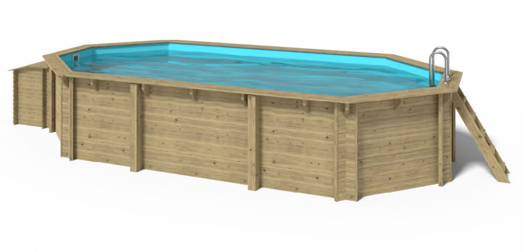 Piscina Rialzata/Interrata - Legno (Ovale) Capri - 7,57x 4,07 x 1,45m