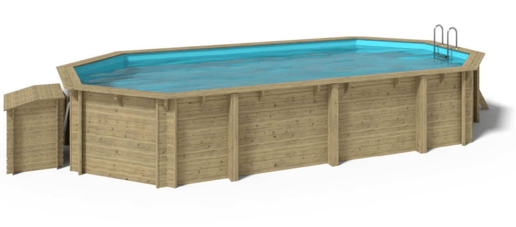 Piscine surélevée/souterraine - Tulum (ovale) en bois - 8,57x 4,57 x 1,45m