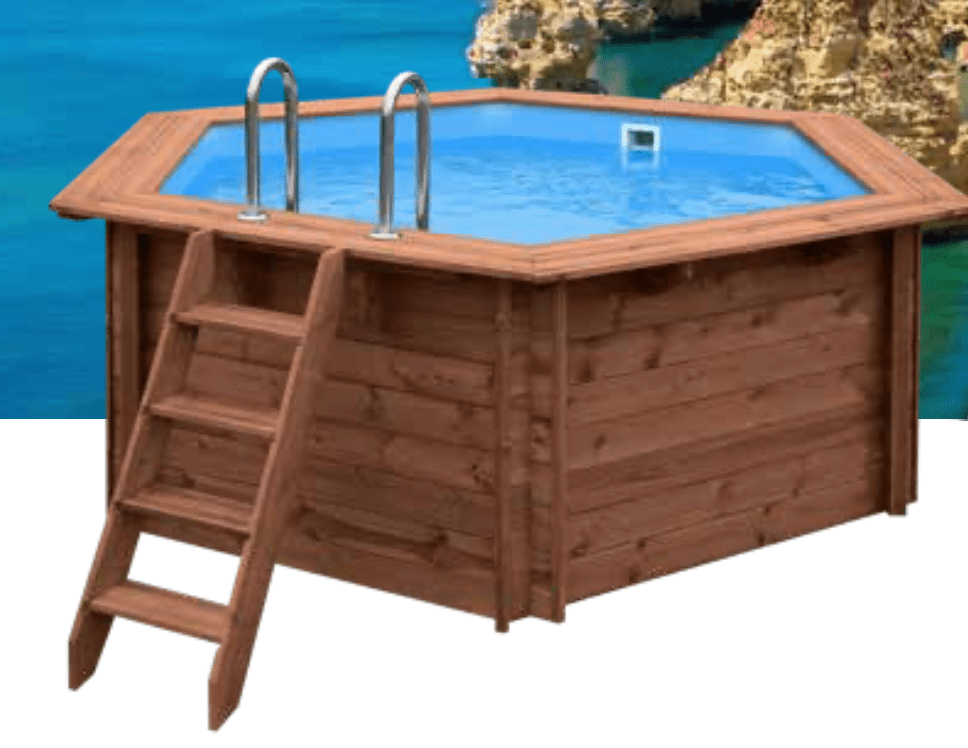 Aufgeständerter Swimmingpool / Unterirdisch - Holz (rund) - Algarve D355cm (5,56m3)