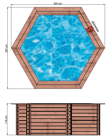 Aufgeständerter Swimmingpool / Unterirdisch - Holz (rund) - Algarve D355cm (5,56m3)