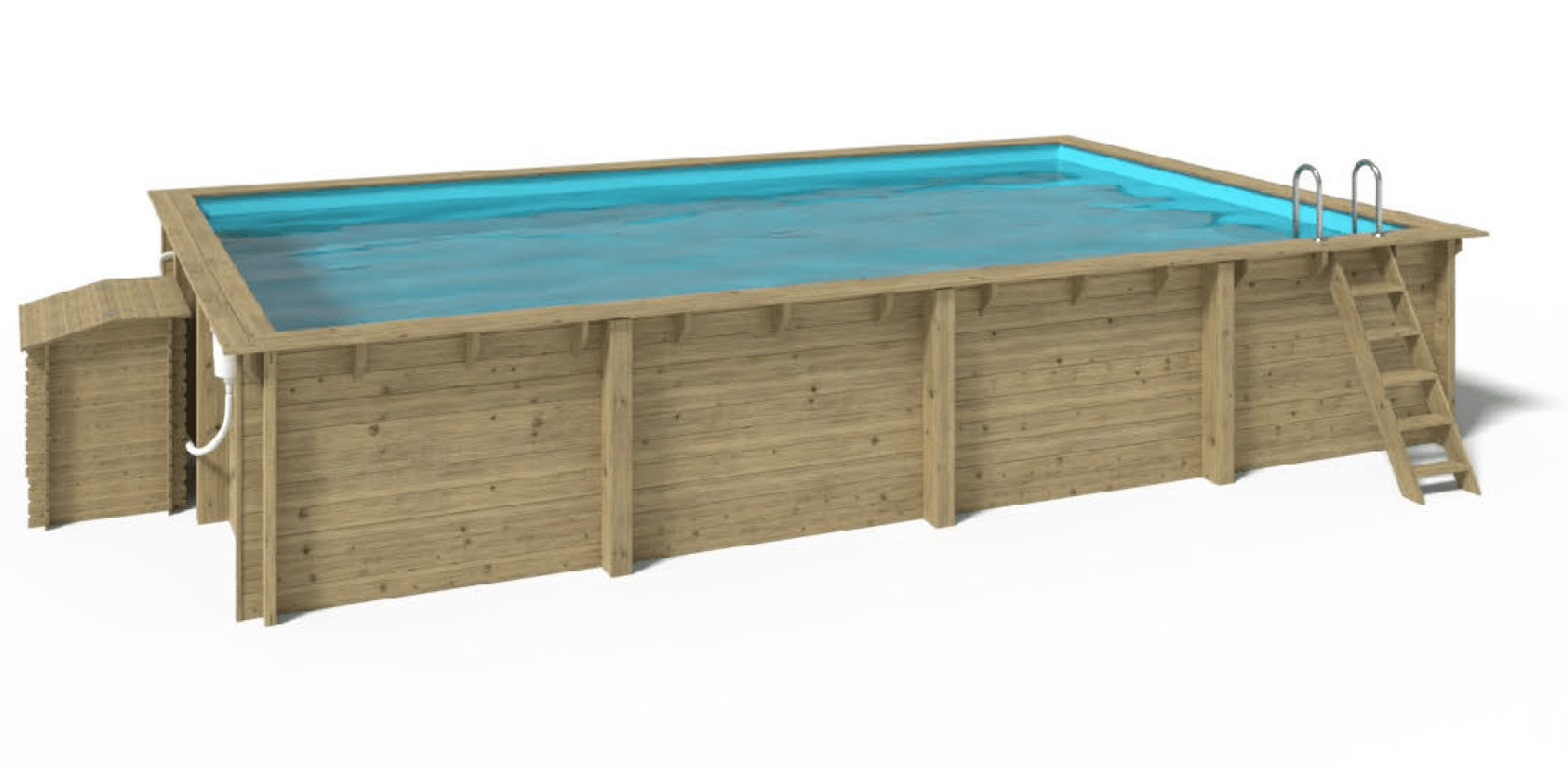 Piscine surélevée / creusée - bois (rectangulaire) Bora Bora - 7,2 x 4,2 x 1,45m