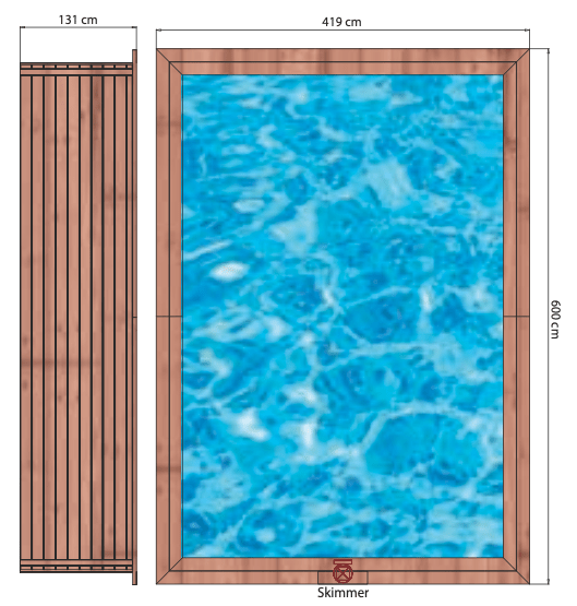 Piscine surélevée / enterrée - Bois (Rectangulaire) - IGUAZU 600x419x131cm (22,51m3)