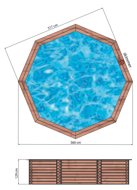 Piscina sopraelevata/interrata - Legno (rotonda) - SHORTS D560cm (20,07m3)