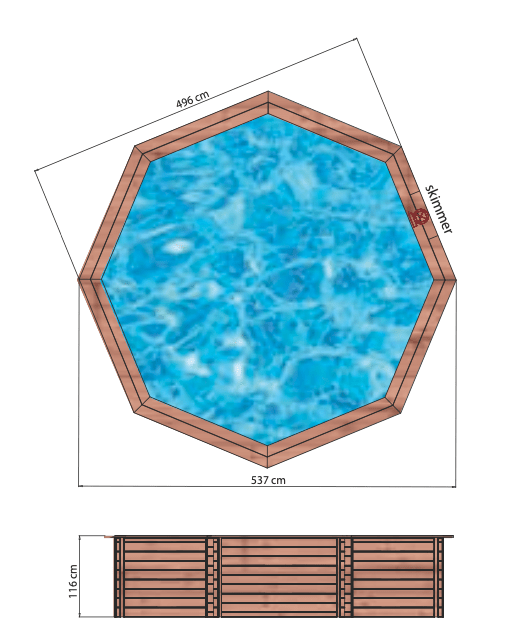 Piscine surélevée/enterrée - Bois (ronde) - BIARRITZ D537cm (16,21m3)