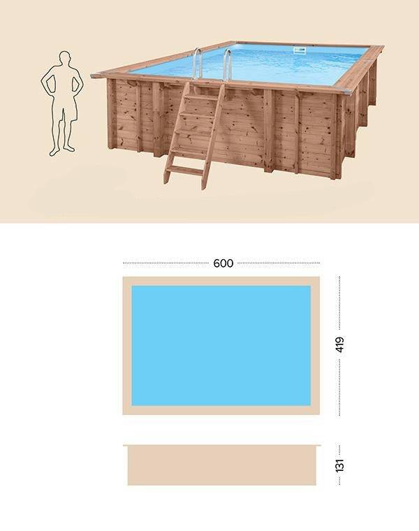 Piscine en bois - SUMMER OASIS - 6,00X4,19X1,31 (MT)