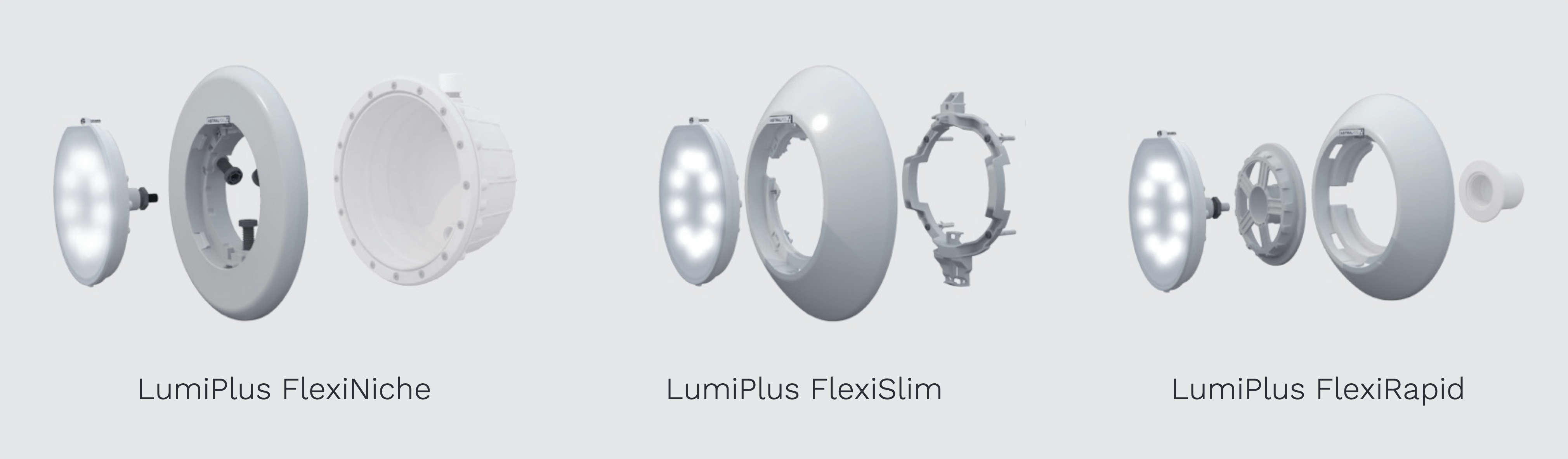 Proiettore completo LED bianco. Lumiplus Flexi