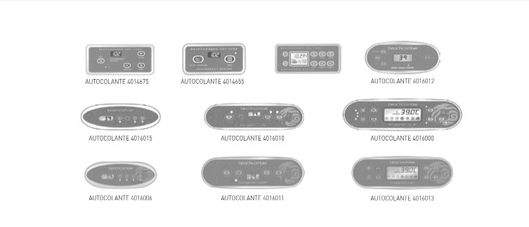 SPA PAINÉIS DE CONTROLO E AUTOCOLANTES BEACHCOMBER - recambios