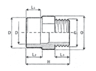 Racor de transición F/M PVC PN16 cola/tornillo